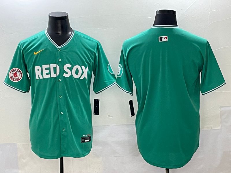 Men 2025 Boston Red Sox Blank Green Joint Name Nike MLB Jersey style 3